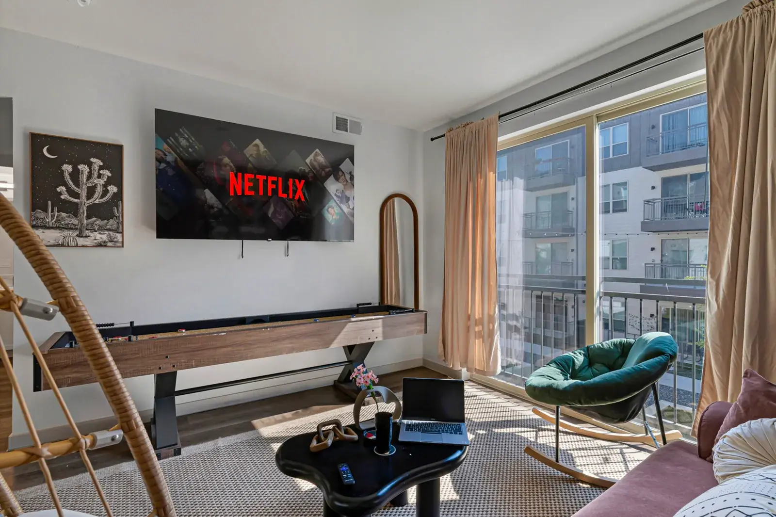 Living room with a balcony view