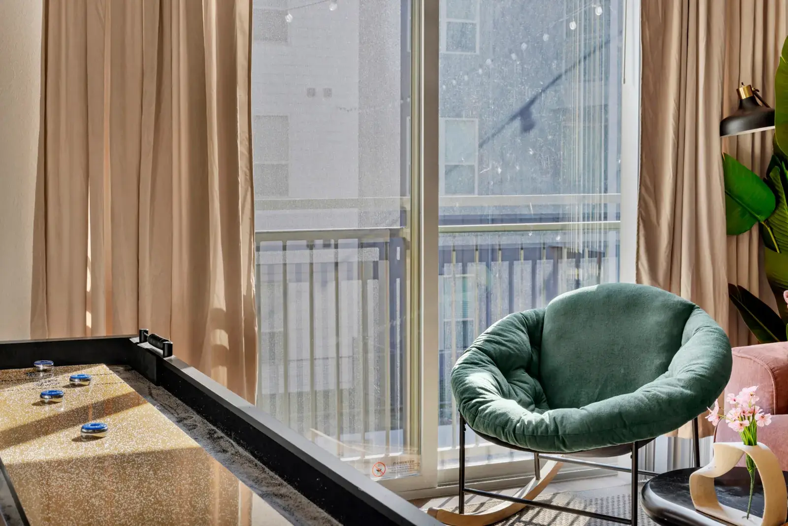 Living room nook beside the balcony