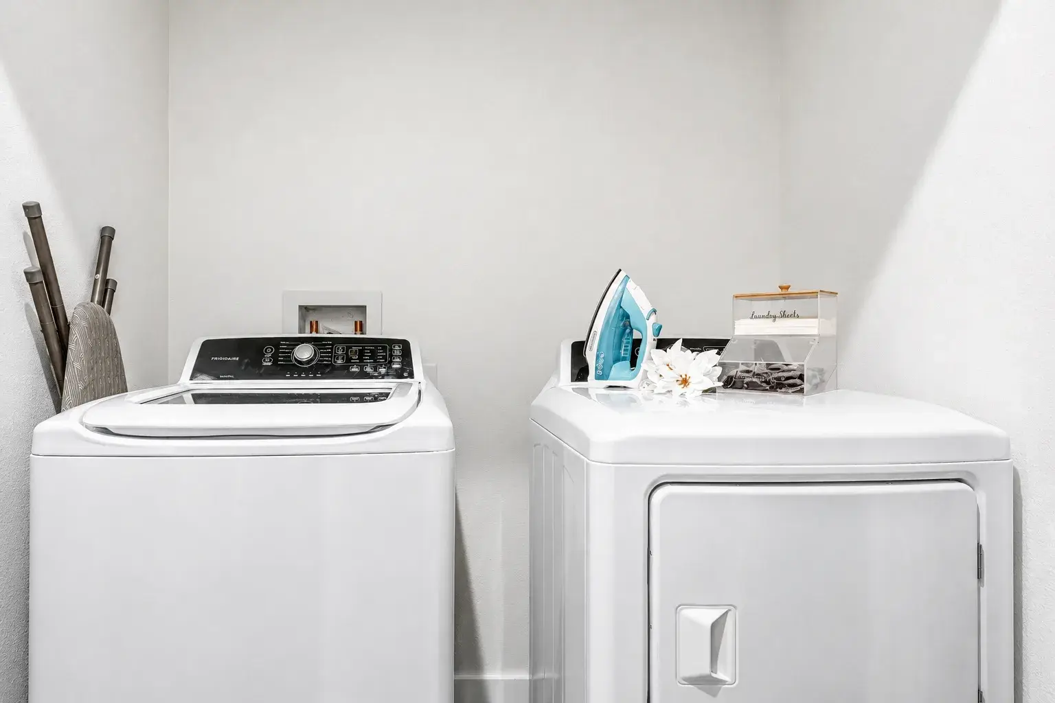 Convenient in-home washer, dryer, and ironing essentials