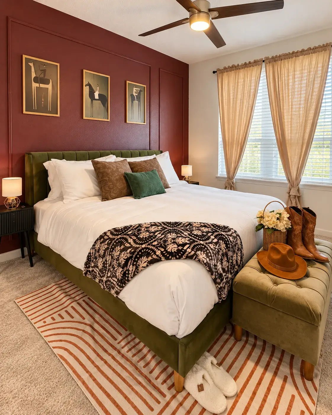 King bedroom with an accent wall